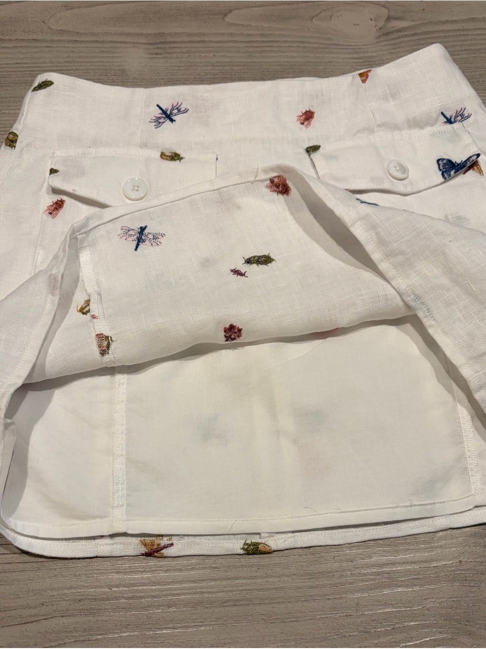 Reformation Vera butterfly embroidered Linen Mini Skirt size 0 - Picture 7 of 9